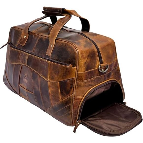 Leather Duffle Bags for Men Handmade Full Grain Leather with